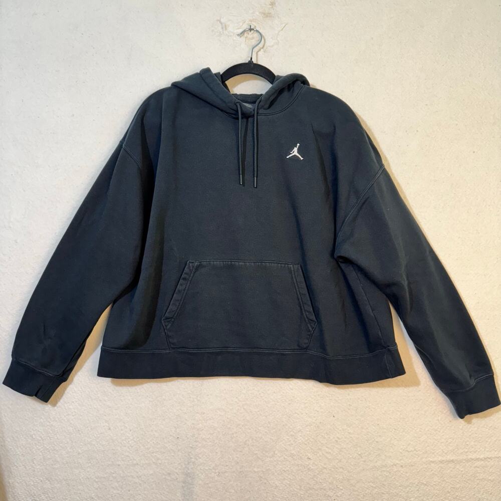 Nike Air Jordan Sports Brooklyn Loose Fit Black Fleece Pullover Hoodie Large VTG